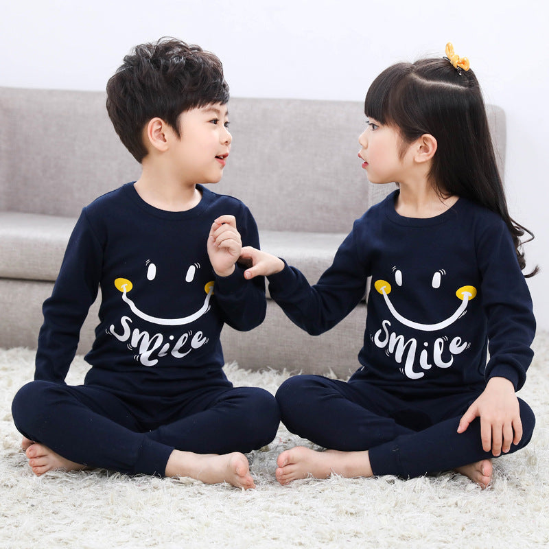 Kids - Navy Blue Smile Print Kids Wear Full Sleeves