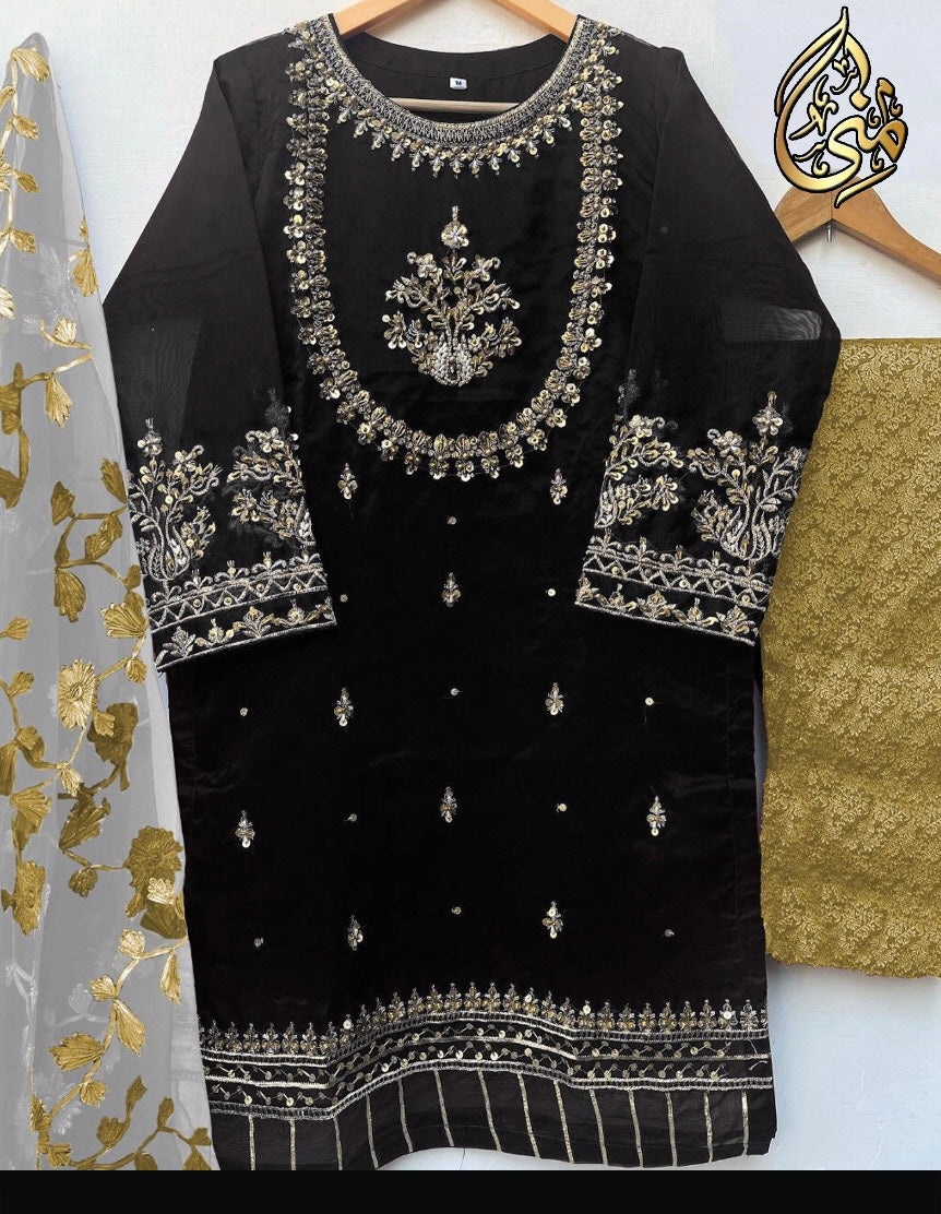 Handwork And Embroidery Shirt With Emb Dupatta 3piece