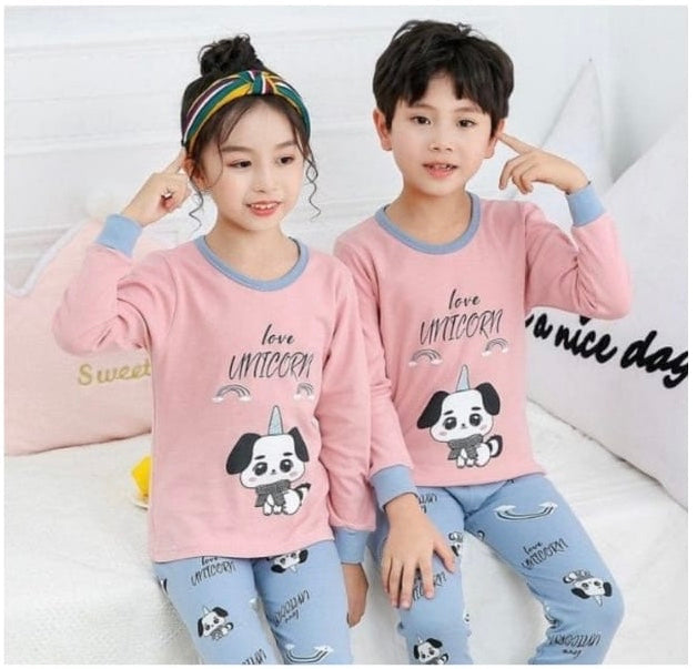 Pink love unicorn kids nightwear