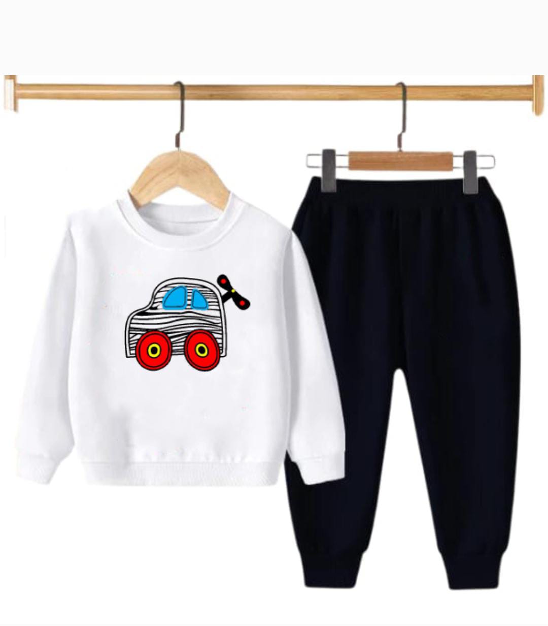 Flying Car Sweatshirt & Trouser Set- White